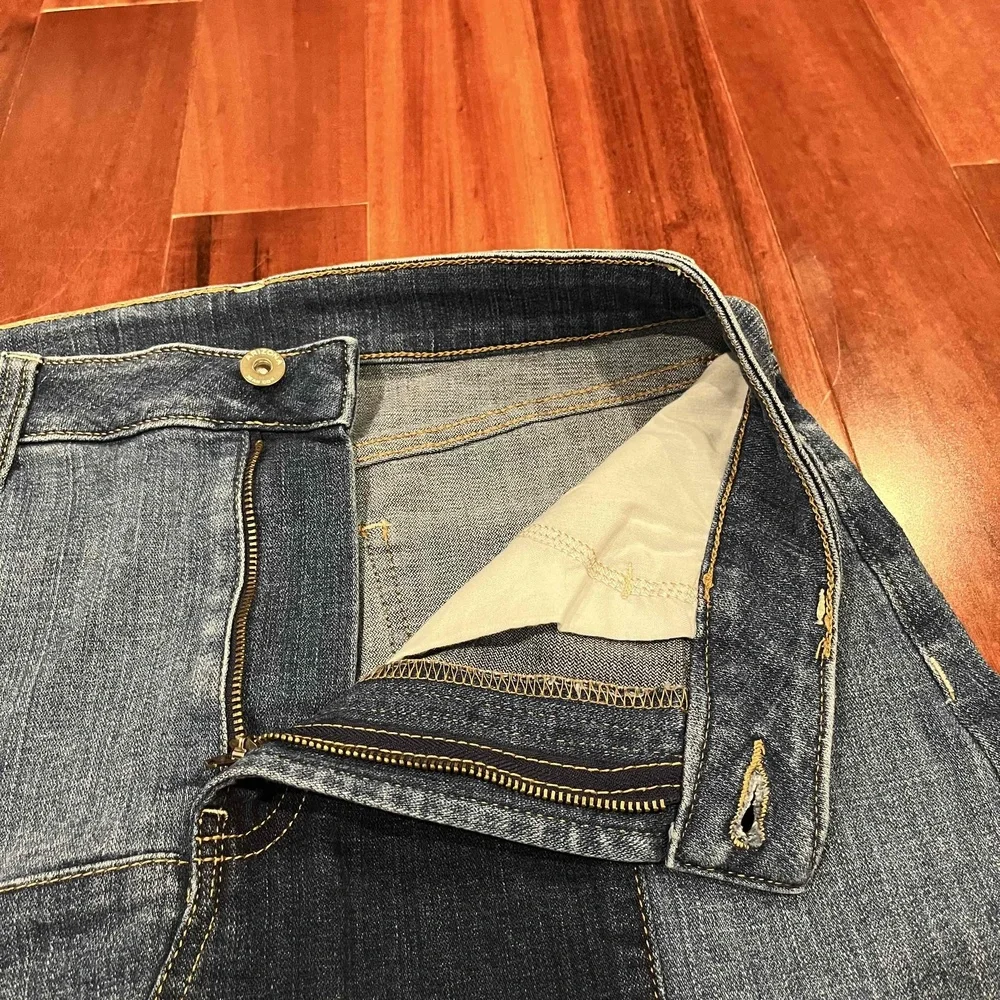 Vintage Y2K Arizona Jean Blue Denim Mini Skirt Patchwork Raw Hem Juniors Size 11